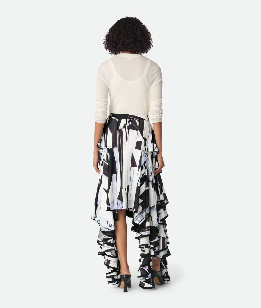 Bottega Veneta Falda estampada de viscosa con volantes En línea
