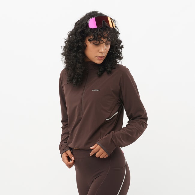Salomon Sense Aero Hybrid Cropped - Prenda intermedia de media cremallera para mujer Salomon Sense Aero Hybrid Cropped - Prenda intermedia de media cremallera para mujer
