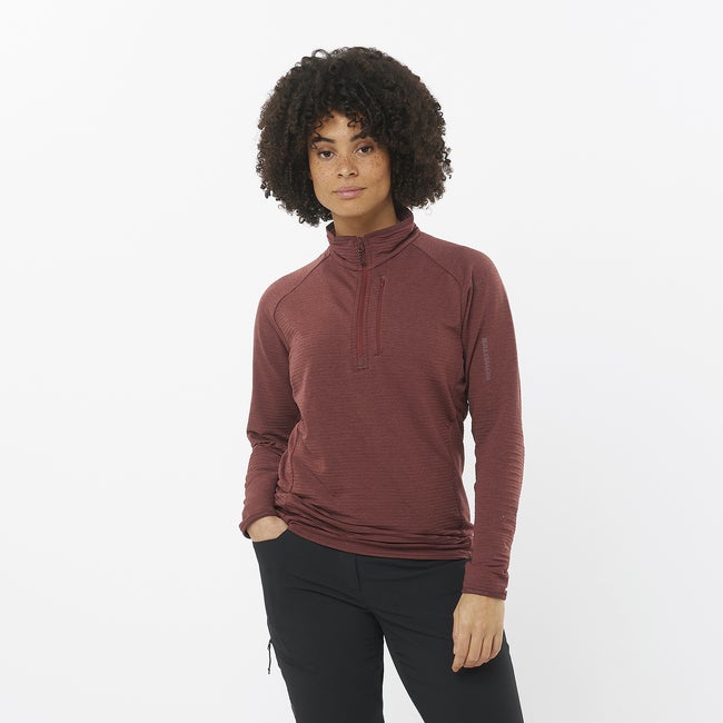 Salomon Essential Lightwarm - Prenda intermedia de media cremallera para mujer