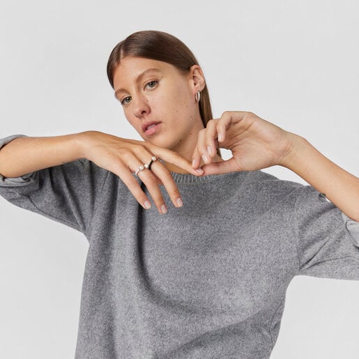 Tous Anillo de plata y perla cultivada motivo oso Icon Mesh Ahorra y exporta
