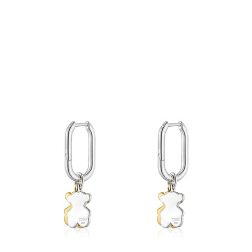 Tous Pendientes de aro pequeños motivo oso bicolor Sweet Dolls Rebajas de fin de temporada
