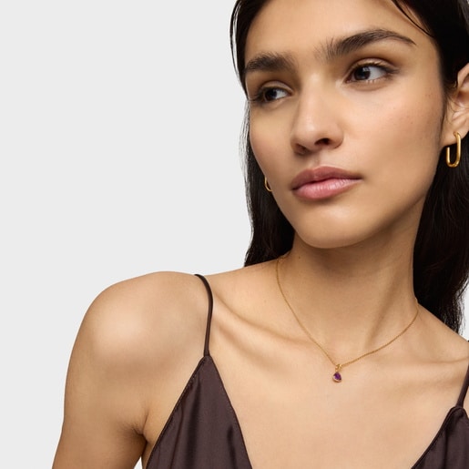 Tous Colgante pequeño con baño de oro 18 kt sobre plata y rodolita Medallions En oferta