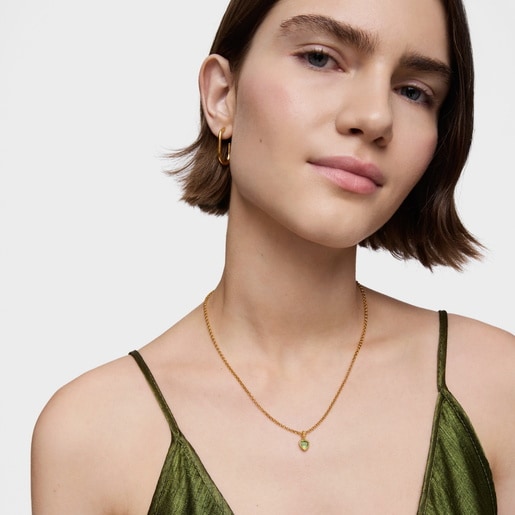 Tous Colgante pequeño con baño de oro 18 kt sobre plata y peridoto Medallions Rebajas baratas