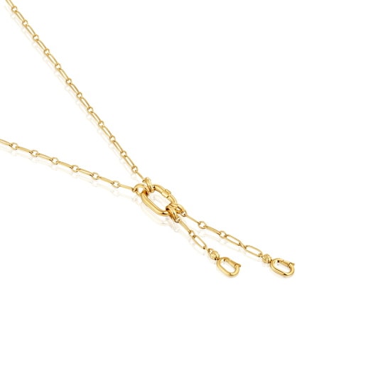 Tous Collar corto con baño de oro 18 kt sobre plata con doble detalle colgante y anilla Hold Oval Liquidación