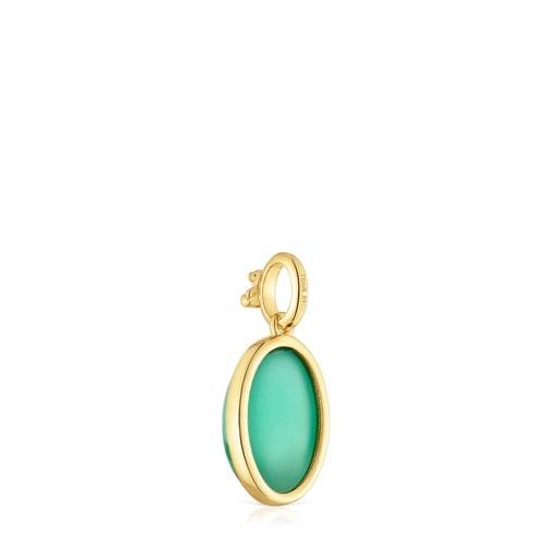 Tous Colgante pequeño con baño de oro 18 kt sobre plata y calcedonia verde Medallions Rebajas top