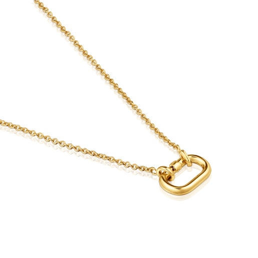 Tous Collar corto con baño de oro 18 kt sobre plata con anilla Hold Oval Oferta especial