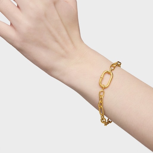Tous Pulsera cadena con baño de oro 18 kt sobre plata y anilla Hold Oval Últimos 2 días
