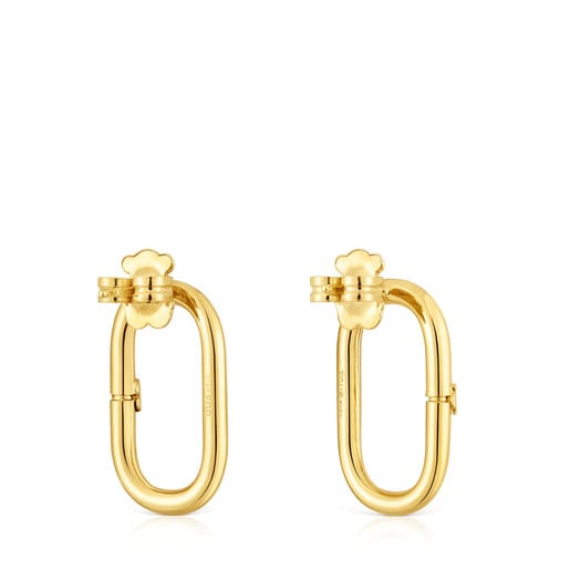 Tous Pendientes cortos con baño de oro 18 kt sobre plata Hold Oval Último día