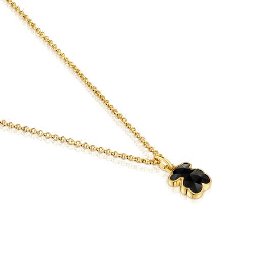 Tous Collar corto con baño de oro 18 kt sobre plata y motivo oso en ónix Icon Color Grandes descuentos
