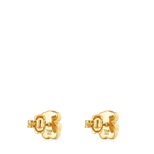 Tous Pendientes oso con baño de oro 18 kt sobre plata y ónix 10 mm Icon Color Liquidación