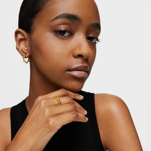 Tous Anillo mediano con baño de oro 18 kt sobre plata y motivos oso Bold Bear Grandes ahorros