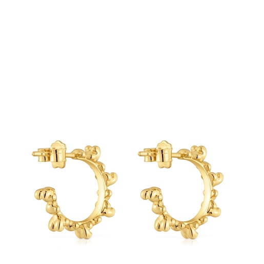 Tous Pendientes de aro con baño de oro 18 kt sobre plata 12 mm Bold Bear Precio ultrabajo