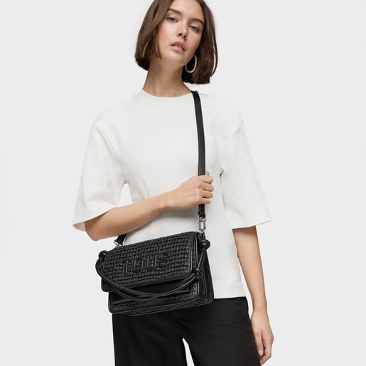 Tous Bandolera mediana negro Audree Rafia Ofertas