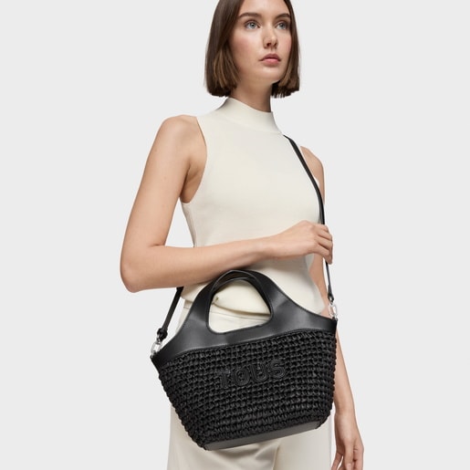 Tous Capazo mediano negro TOUS Lirio Rafia En oferta