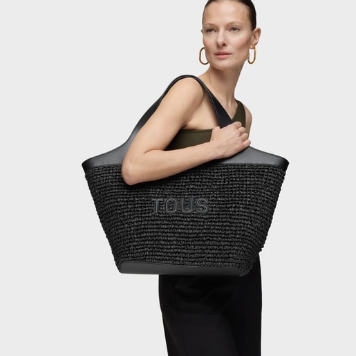 Tous Capazo grande negro TOUS Lirio Rafia Rebajas baratas