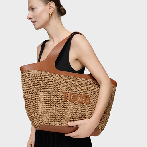 Tous Capazo grande camel TOUS Lirio Rafia Rebajas de fábrica