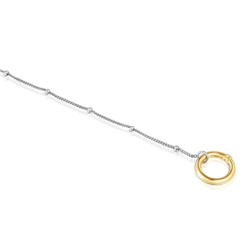 Tous Pulsera cadena de acero y anilla de oro Hold Oferta especial de fábrica