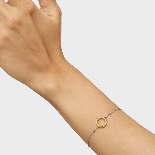 Tous Pulsera cadena de acero y anilla de oro Hold Oferta especial de fábrica