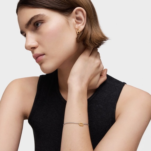 Tous Pulsera cadena de acero y anilla de oro Hold Oval Promoción trimestral