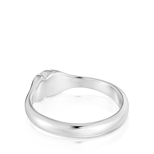 Tous Anillo pequeño de plata y motivo oso en ónix Icon Color Liquidación