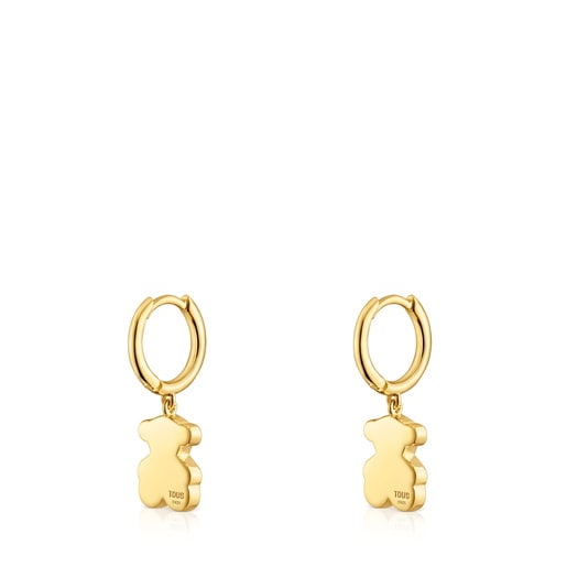 Tous Pendientes aro con baño de oro 18 kt sobre plata y detalle oso colgante Sweet Dolls Libre de impuestos