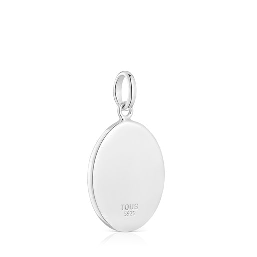 Tous Colgante medalla de plata y calcedonia verde Daisy Ofertas