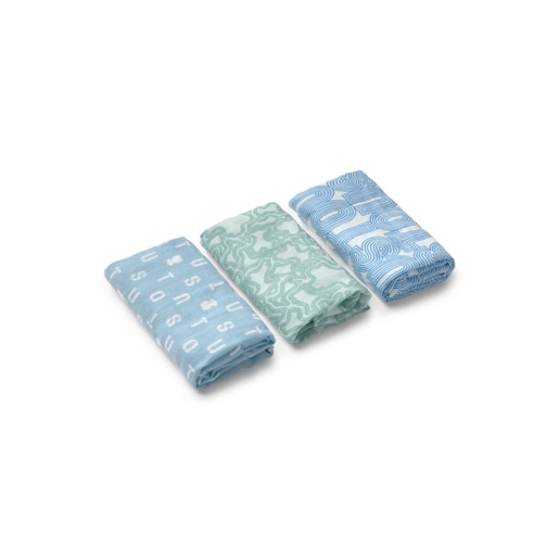 Tous Muselina pack de 3 MMuse celeste Rebajas de fábrica