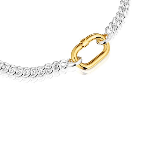 Tous Pulsera de plata con anilla bicolor Hold Oval En oferta