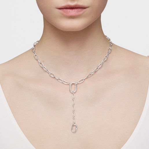 Tous Colgante cadena de plata y anilla Hold Oval Descuentos del mes