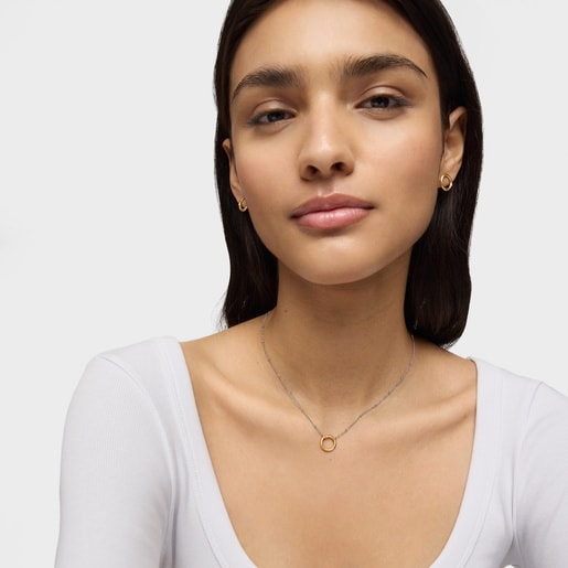 Tous Collar corto de acero y anilla de oro Hold Ofertas especiales