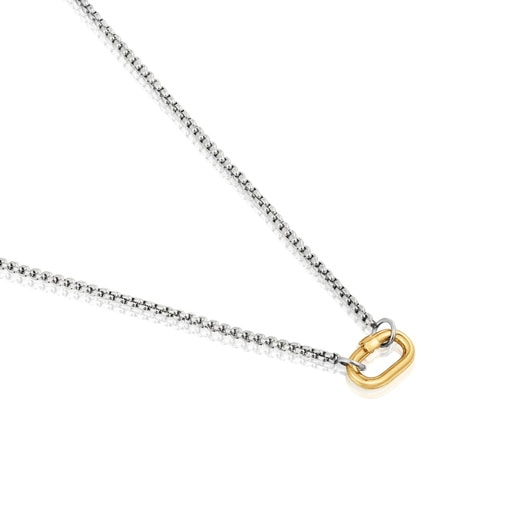 Tous Collar corto de acero y anilla de oro Hold Oval Precio ultrabajo