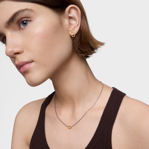 Tous Collar corto de acero y anilla de oro Hold Oval Precio ultrabajo