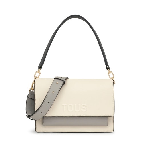 Tous Bandolera mediana beige y gris Audree Saffiano Devoluciones gratuitas