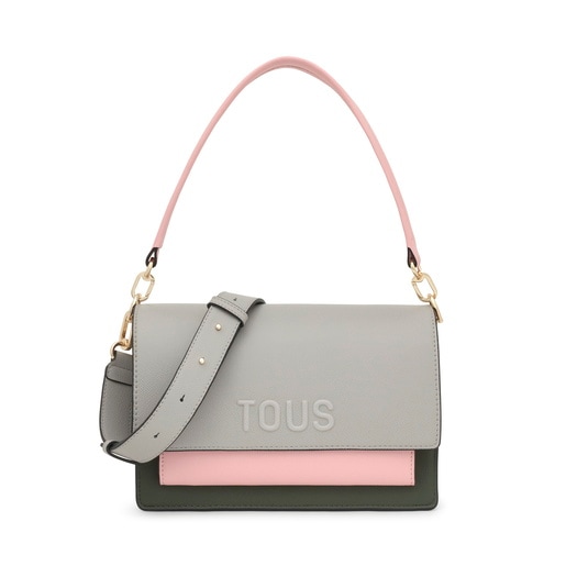 Tous Bandolera mediana gris y rosa Audree Saffiano En línea