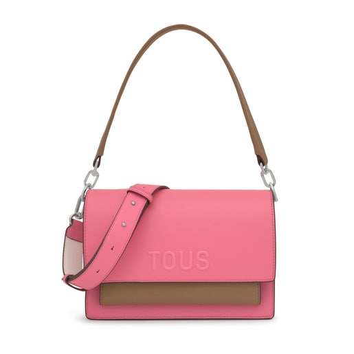 Tous Bandolera mediana rosa y tierra Audree Saffiano Outlet