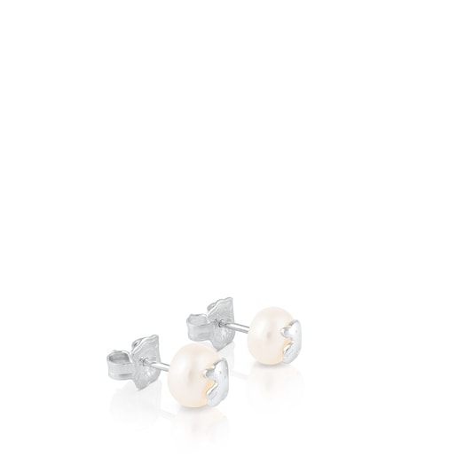 Tous Pendientes de plata y perlas TOUS Bear Promoción por tiempo limitado
