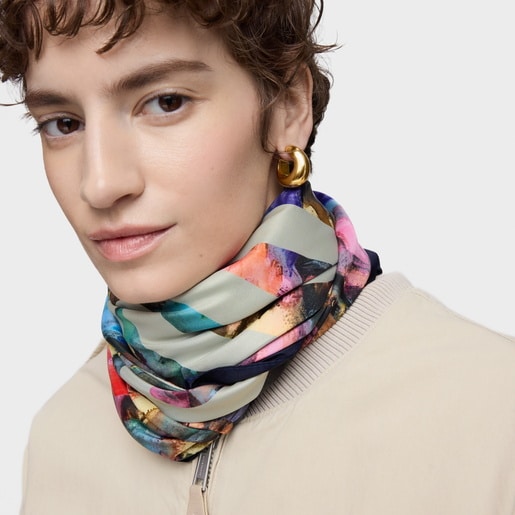 Tous Pañuelo cuadrado azul marino TOUS Summer Watercolor En oferta