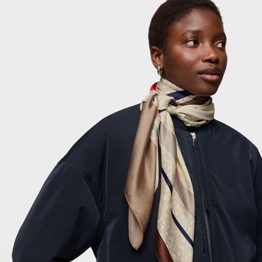 Tous Pañuelo cuadrado beige Kaos Mini Lines COMPRAR AHORA