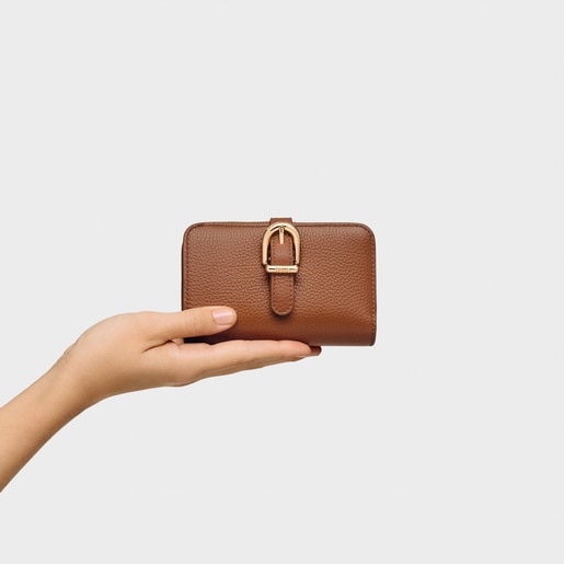 Tous Billetera de piel camel TOUS Buckles Descuentos del mes