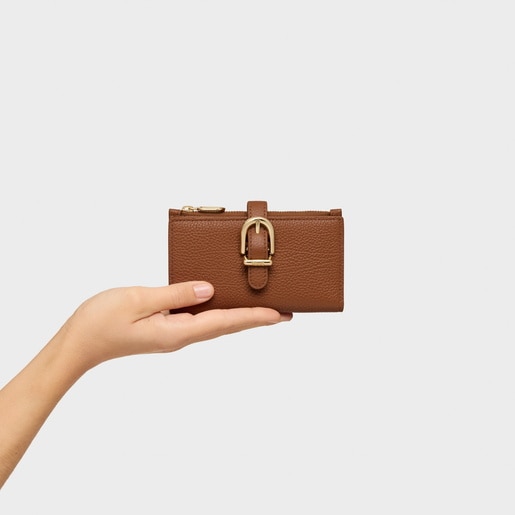 Tous Cartera de piel camel TOUS Buckles Descuento por venta flash