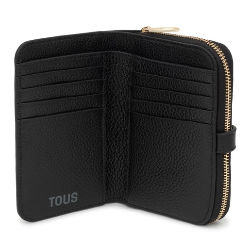 Tous Billetera de piel negra TOUS Buckles Rebajas de fin de temporada